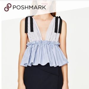 Zara Contrast Stripe Top with Bows